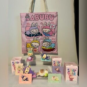 Pink LabubuTote Bag with your choice of Lazy Yoga Labubu